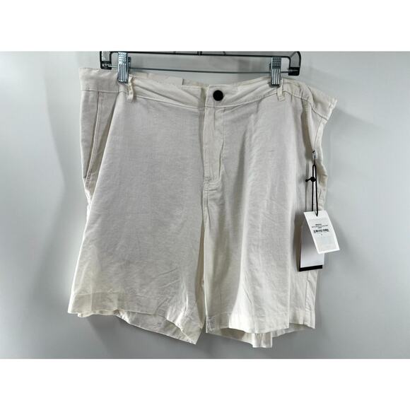 Onia Men's Off White Cashew Stretch Linen Blend Pull On Bermuda Shorts 34 NWT - Picture 1 of 7